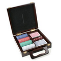 Casino Poker Chip Set in Briefcase-Style Wooden Box